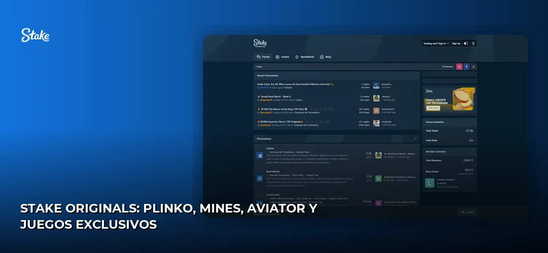 Stake Originals: Plinko, Mines, Aviator y juegos exclusivos
